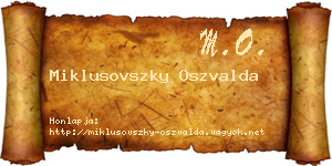 Miklusovszky Oszvalda névjegykártya